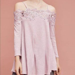 Anthropologie x Meadow Rue Laceline Lavender Off The Shoulder  SZ  M NWT